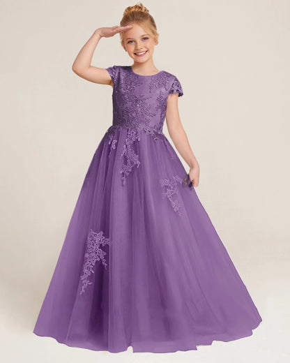 Wisteria Tulle A-line Flower Girl Dress Front View