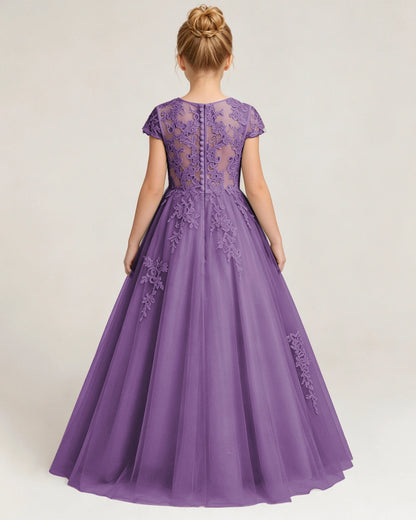Wisteria Tulle A-line Flower Girl Dress Back View