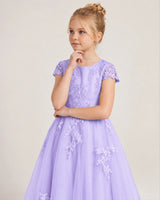 Lavender Tulle A-line Flower Girl Dress Side View