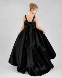 Dideyttawl Flower Girl Dress with Thick Straps and Statement Back Bow