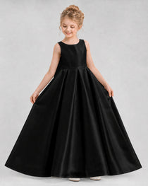 Dideyttawl Flower Girl Dress with Thick Straps and Statement Back Bow