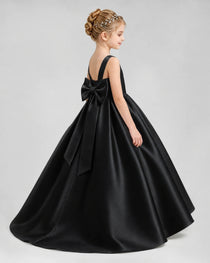 Dideyttawl Flower Girl Dress with Thick Straps and Statement Back Bow