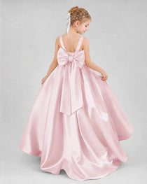 Dideyttawl Flower Girl Dress with Thick Straps and Statement Back Bow