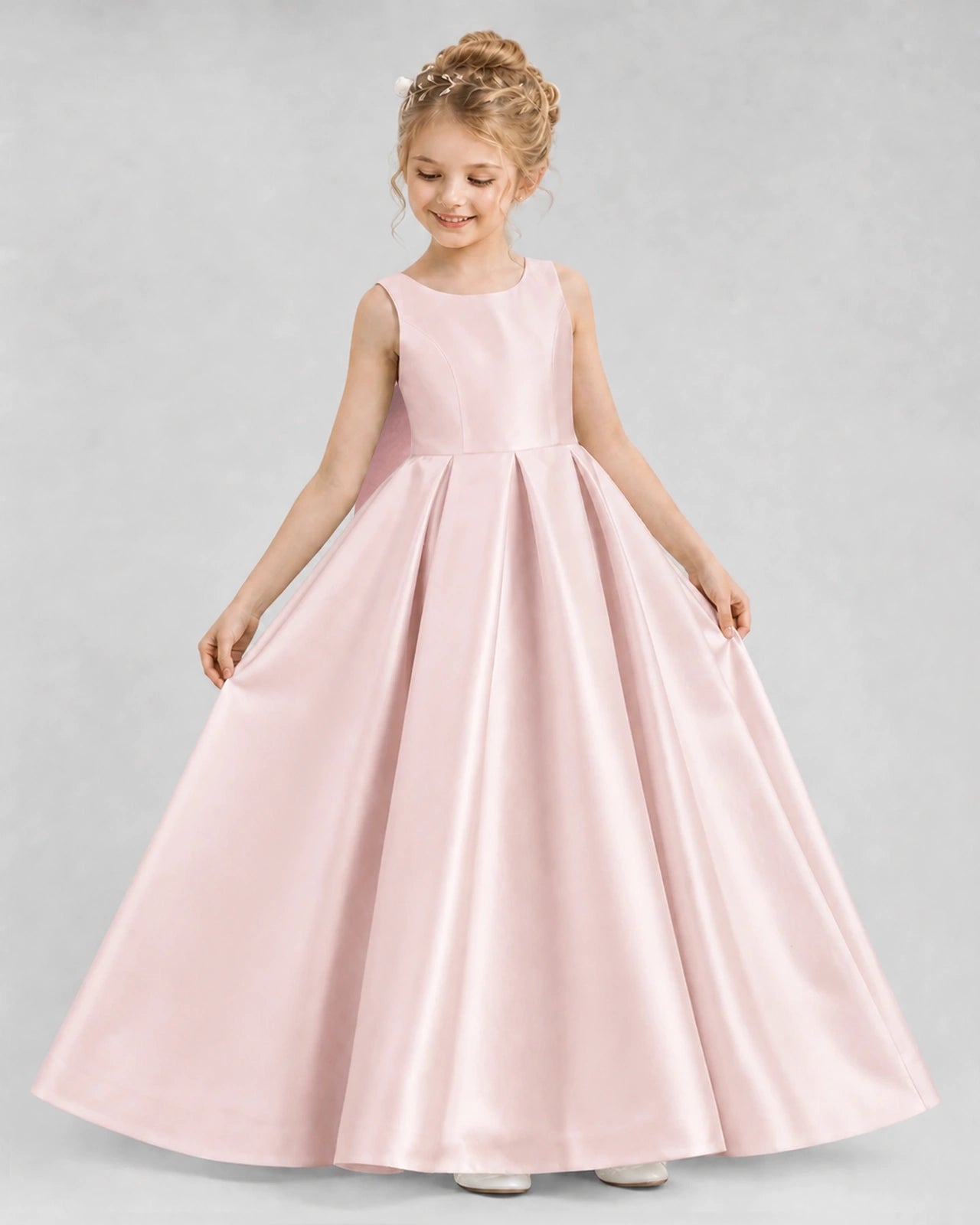 Dideyttawl Flower Girl Dress with Thick Straps and Statement Back Bow