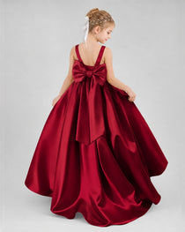 Dideyttawl Flower Girl Dress with Thick Straps and Statement Back Bow