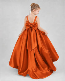 Dideyttawl Flower Girl Dress with Thick Straps and Statement Back Bow