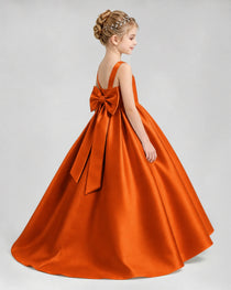 Dideyttawl Flower Girl Dress with Thick Straps and Statement Back Bow