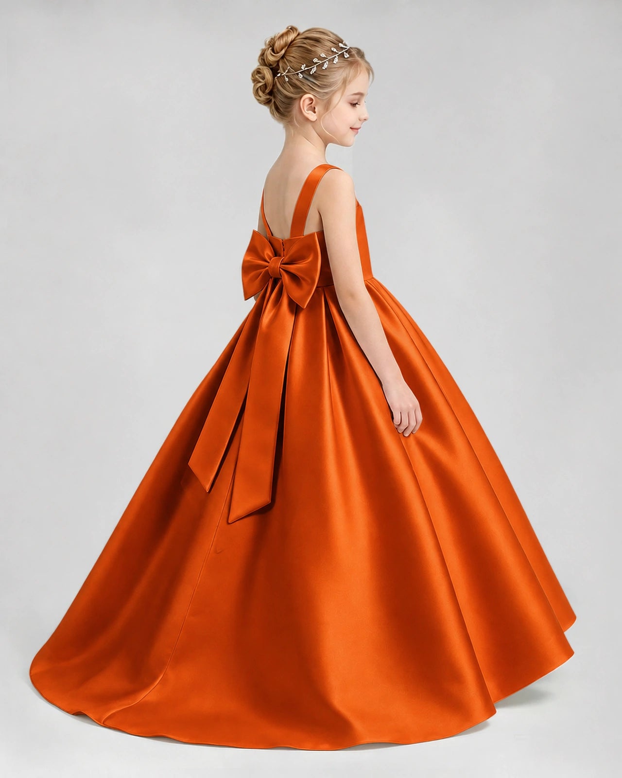 Dideyttawl Flower Girl Dress with Thick Straps and Statement Back Bow