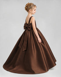 Dideyttawl Flower Girl Dress with Thick Straps and Statement Back Bow