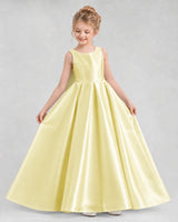 Daffodil Satin A-line Flower Girl Dress Front View