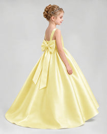 Dideyttawl Flower Girl Dress with Thick Straps and Statement Back Bow