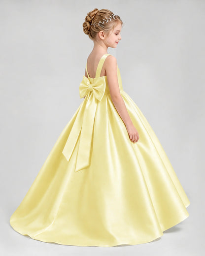 Daffodil Satin A-line Flower Girl Dress Side View