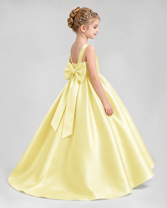 Daffodil Satin A-line Flower Girl Dress Side View