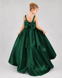 Dideyttawl Flower Girl Dress with Thick Straps and Statement Back Bow