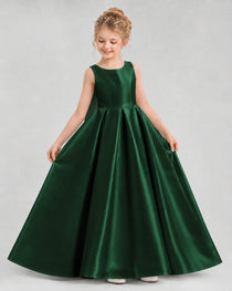 Dideyttawl Flower Girl Dress with Thick Straps and Statement Back Bow