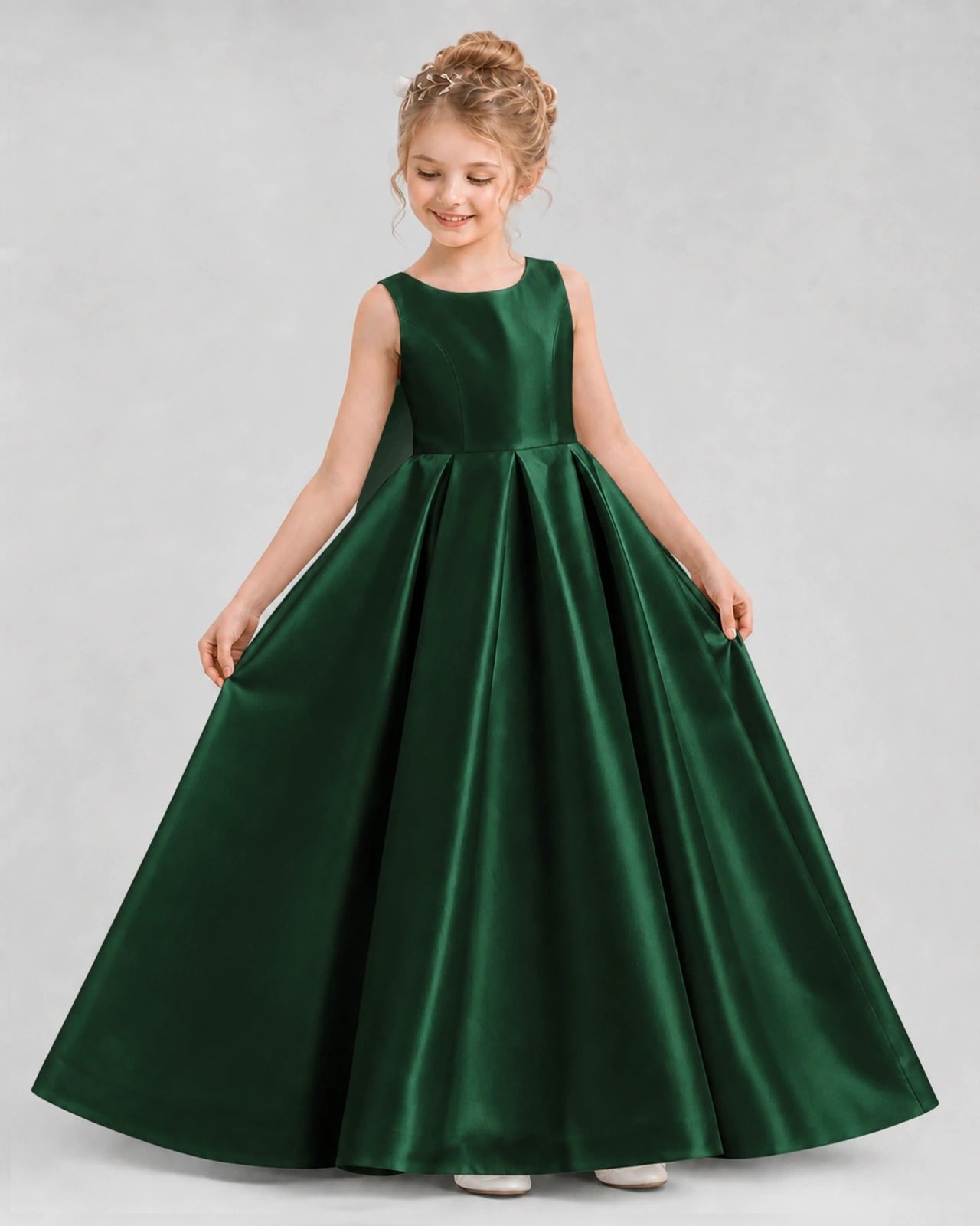 Dideyttawl Flower Girl Dress with Thick Straps and Statement Back Bow