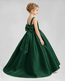 Dideyttawl Flower Girl Dress with Thick Straps and Statement Back Bow