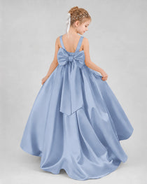 Dideyttawl Flower Girl Dress with Thick Straps and Statement Back Bow