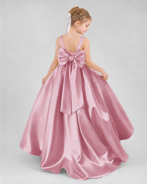 Dideyttawl Flower Girl Dress with Thick Straps and Statement Back Bow