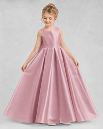 Dideyttawl Flower Girl Dress with Thick Straps and Statement Back Bow