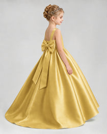Dideyttawl Flower Girl Dress with Thick Straps and Statement Back Bow
