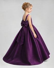 Dideyttawl Flower Girl Dress with Thick Straps and Statement Back Bow