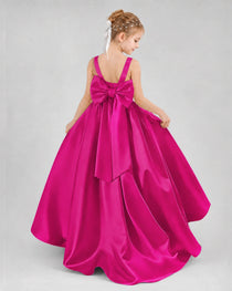 Dideyttawl Flower Girl Dress with Thick Straps and Statement Back Bow