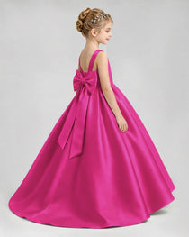 Dideyttawl Flower Girl Dress with Thick Straps and Statement Back Bow