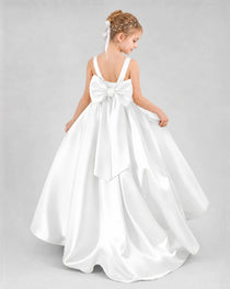 Dideyttawl Flower Girl Dress with Thick Straps and Statement Back Bow