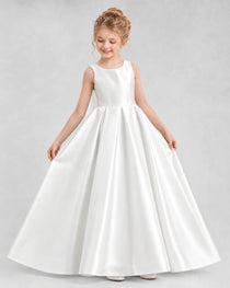 Dideyttawl Flower Girl Dress with Thick Straps and Statement Back Bow