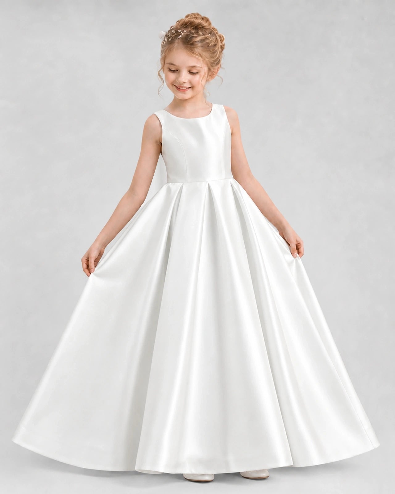 Dideyttawl Flower Girl Dress with Thick Straps and Statement Back Bow