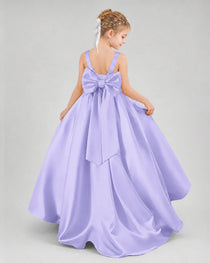 Dideyttawl Flower Girl Dress with Thick Straps and Statement Back Bow