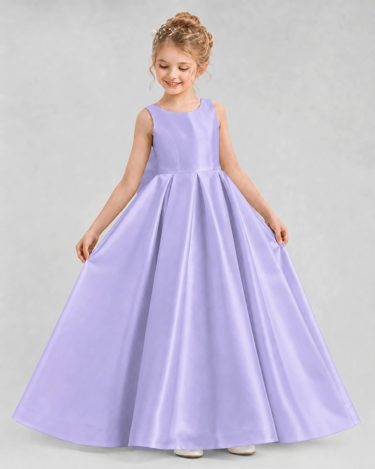 Dideyttawl Flower Girl Dress with Thick Straps and Statement Back Bow