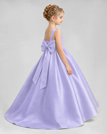 Dideyttawl Flower Girl Dress with Thick Straps and Statement Back Bow