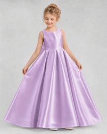 Dideyttawl Flower Girl Dress with Thick Straps and Statement Back Bow