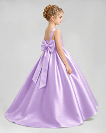 Dideyttawl Flower Girl Dress with Thick Straps and Statement Back Bow