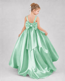 Dideyttawl Flower Girl Dress with Thick Straps and Statement Back Bow