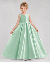 Dideyttawl Flower Girl Dress with Thick Straps and Statement Back Bow