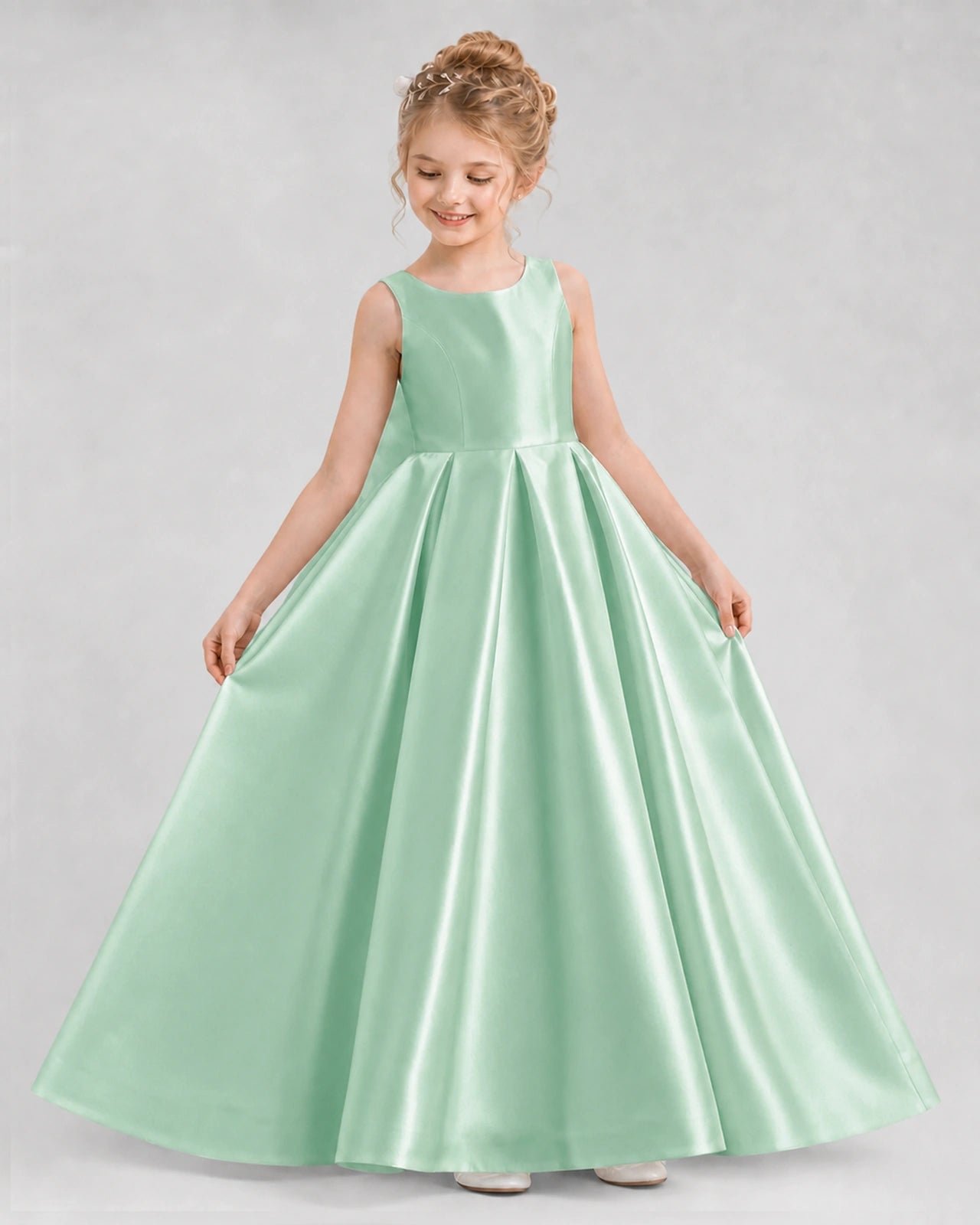 Dideyttawl Flower Girl Dress with Thick Straps and Statement Back Bow