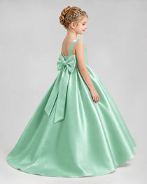 Dideyttawl Flower Girl Dress with Thick Straps and Statement Back Bow