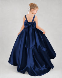 Dideyttawl Flower Girl Dress with Thick Straps and Statement Back Bow