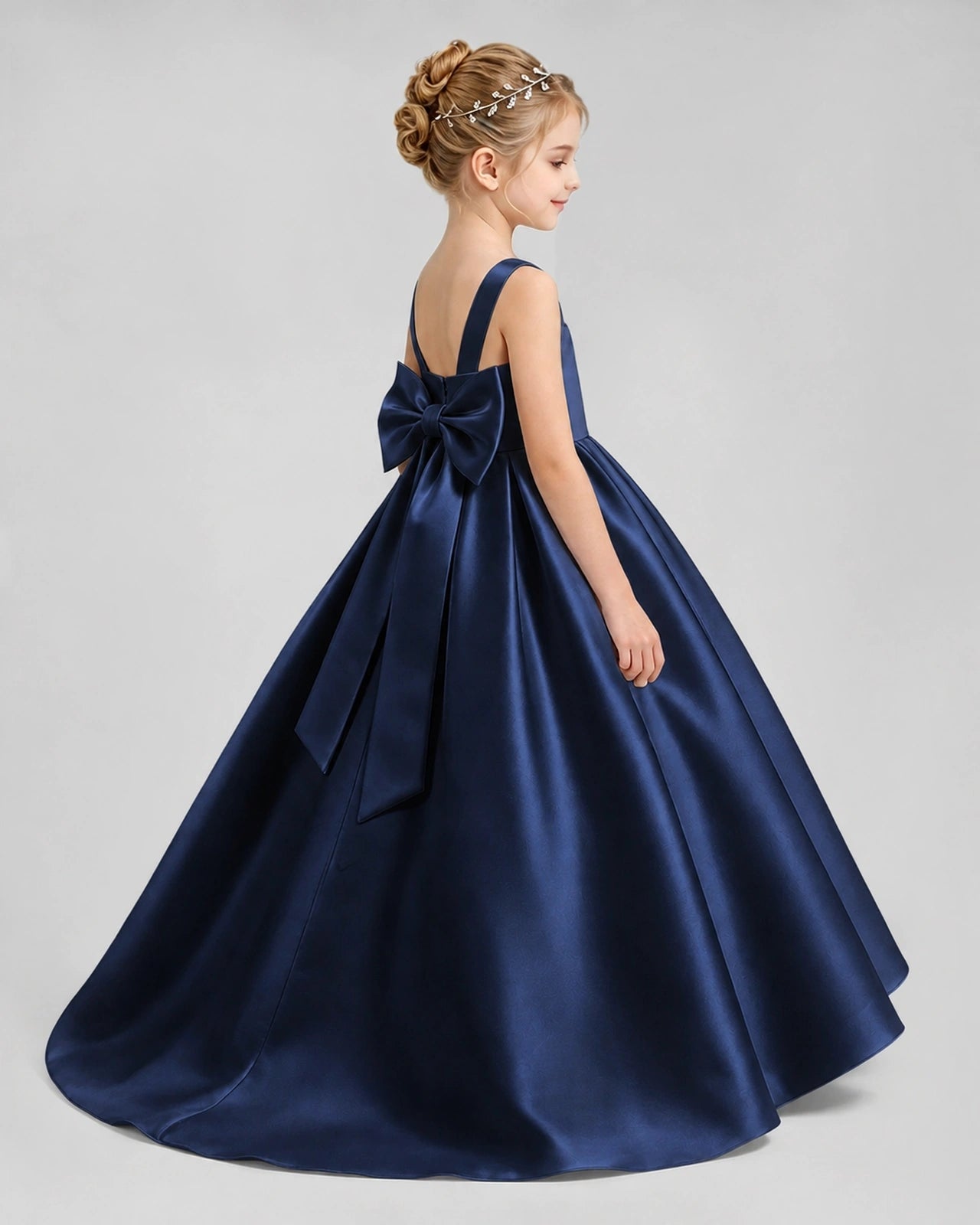 Dideyttawl Flower Girl Dress with Thick Straps and Statement Back Bow