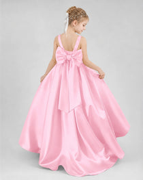 Dideyttawl Flower Girl Dress with Thick Straps and Statement Back Bow
