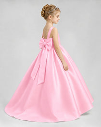 Dideyttawl Flower Girl Dress with Thick Straps and Statement Back Bow