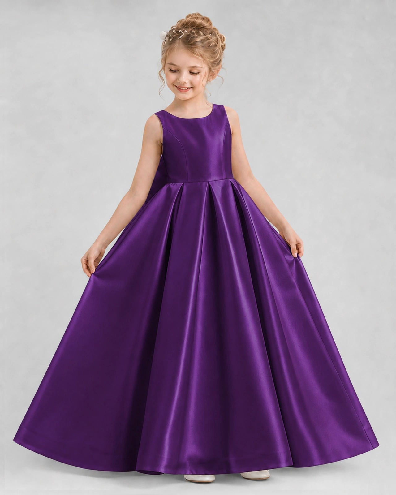 Dideyttawl Flower Girl Dress with Thick Straps and Statement Back Bow
