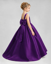 Dideyttawl Flower Girl Dress with Thick Straps and Statement Back Bow