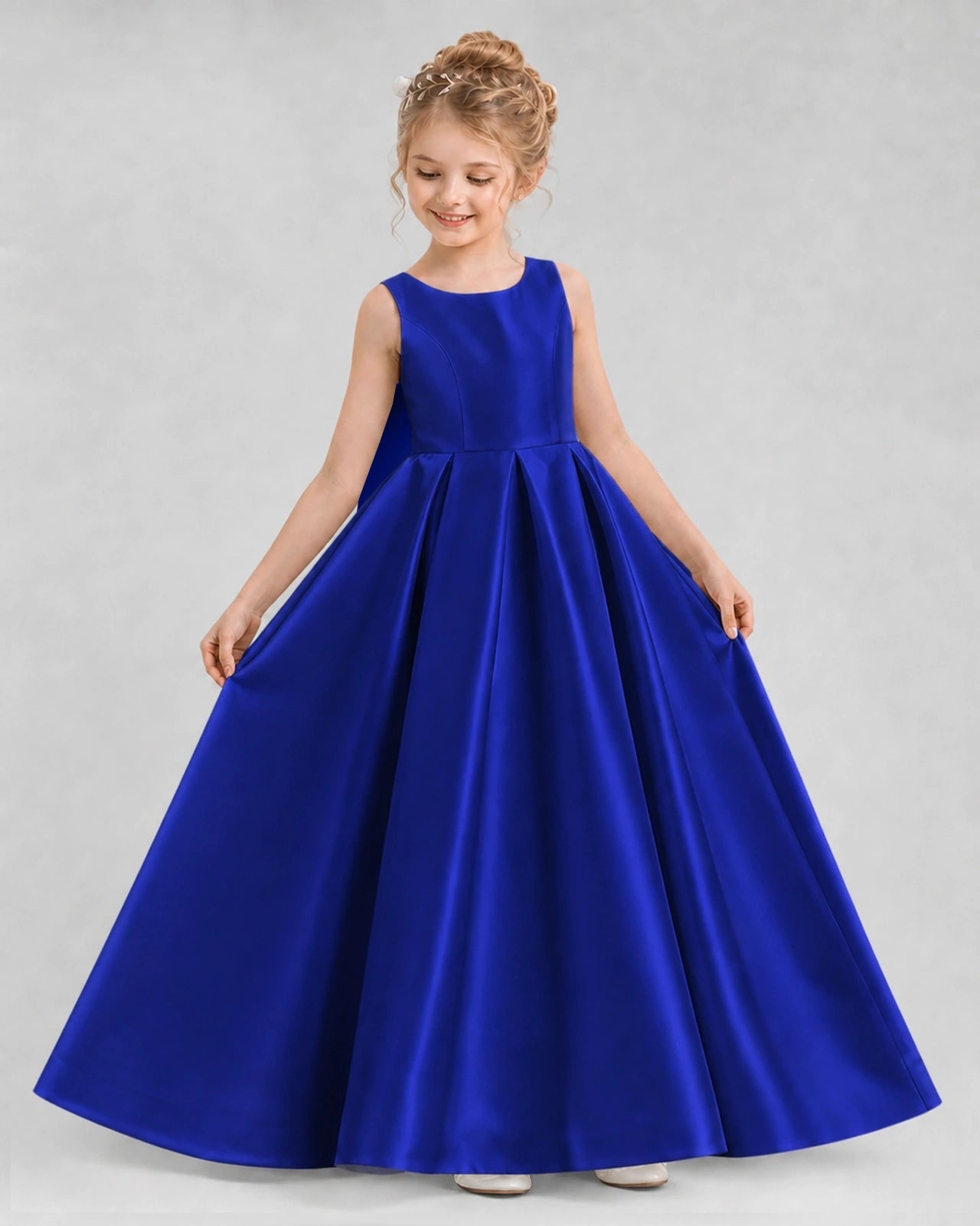 Dideyttawl Flower Girl Dress with Thick Straps and Statement Back Bow