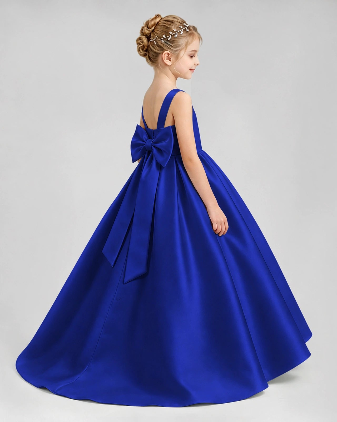 Dideyttawl Flower Girl Dress with Thick Straps and Statement Back Bow