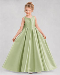 Dideyttawl Flower Girl Dress with Thick Straps and Statement Back Bow
