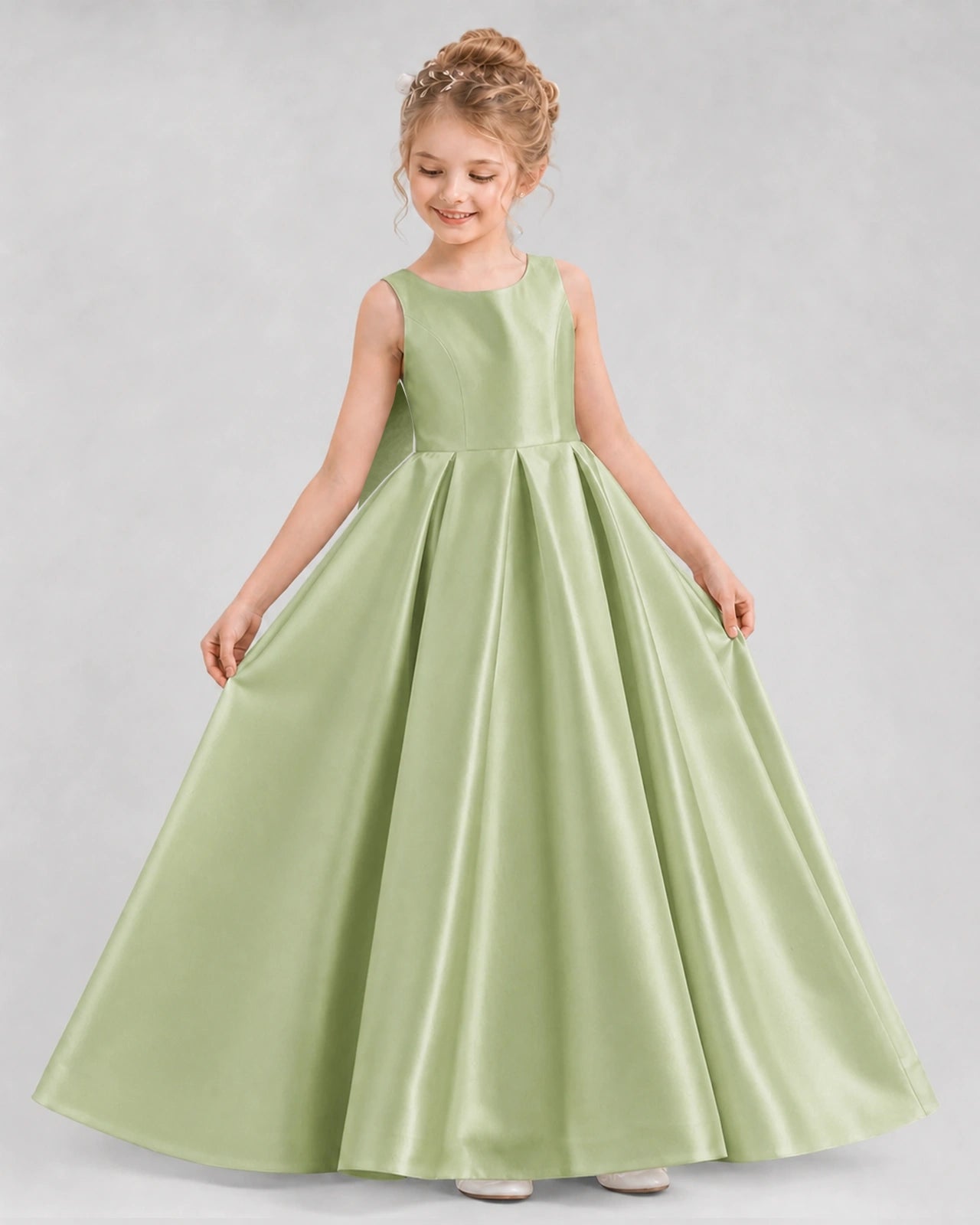 Dideyttawl Flower Girl Dress with Thick Straps and Statement Back Bow